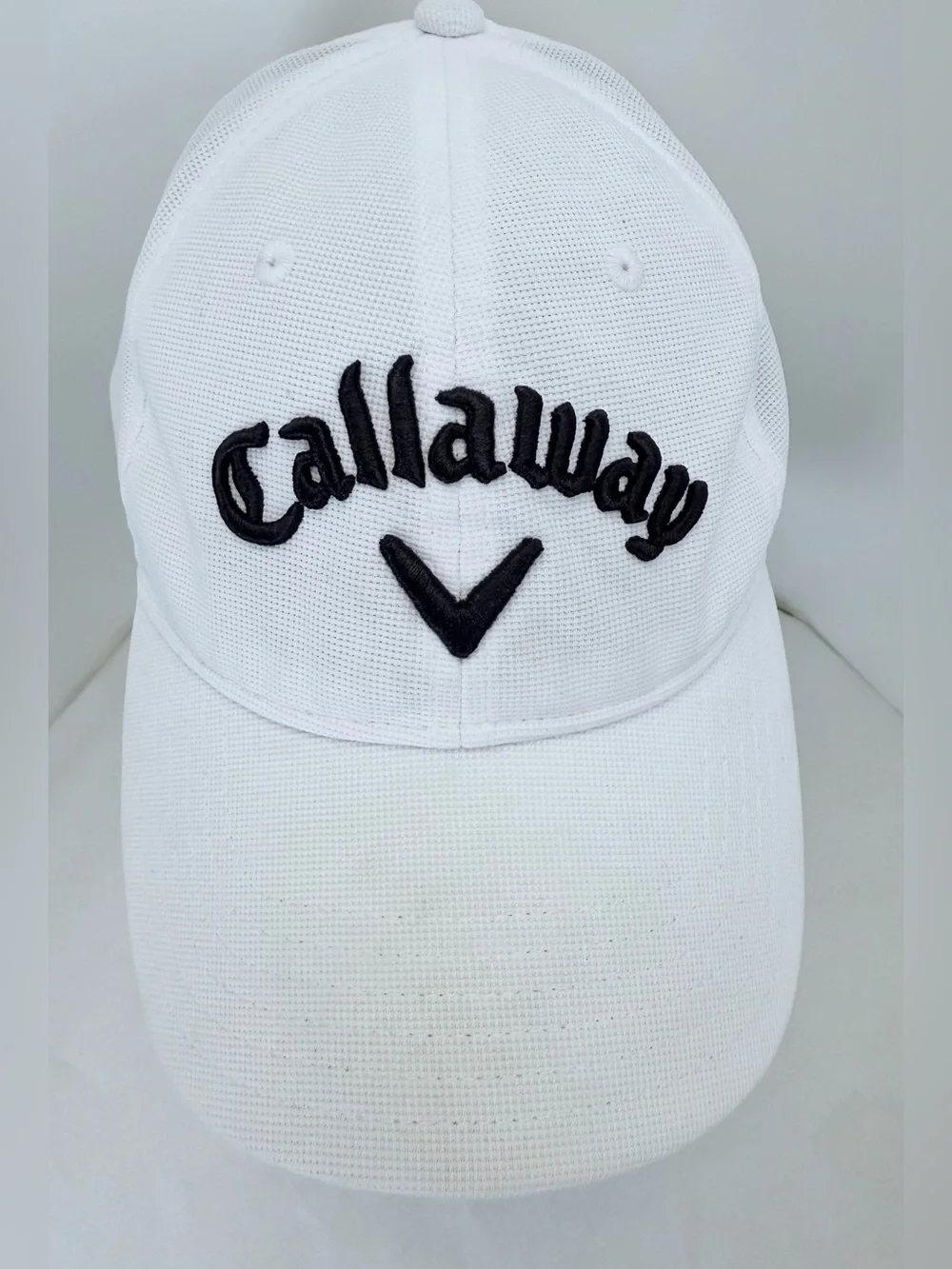 Callaway Golf White Black Embroidered Performance Hat Fitted L/XL